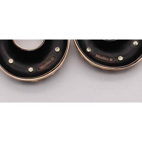 Marina B. Milan Funny Giraffe Pattern Earrings 18Kt Yellow Blackened - Picture 8 of 10